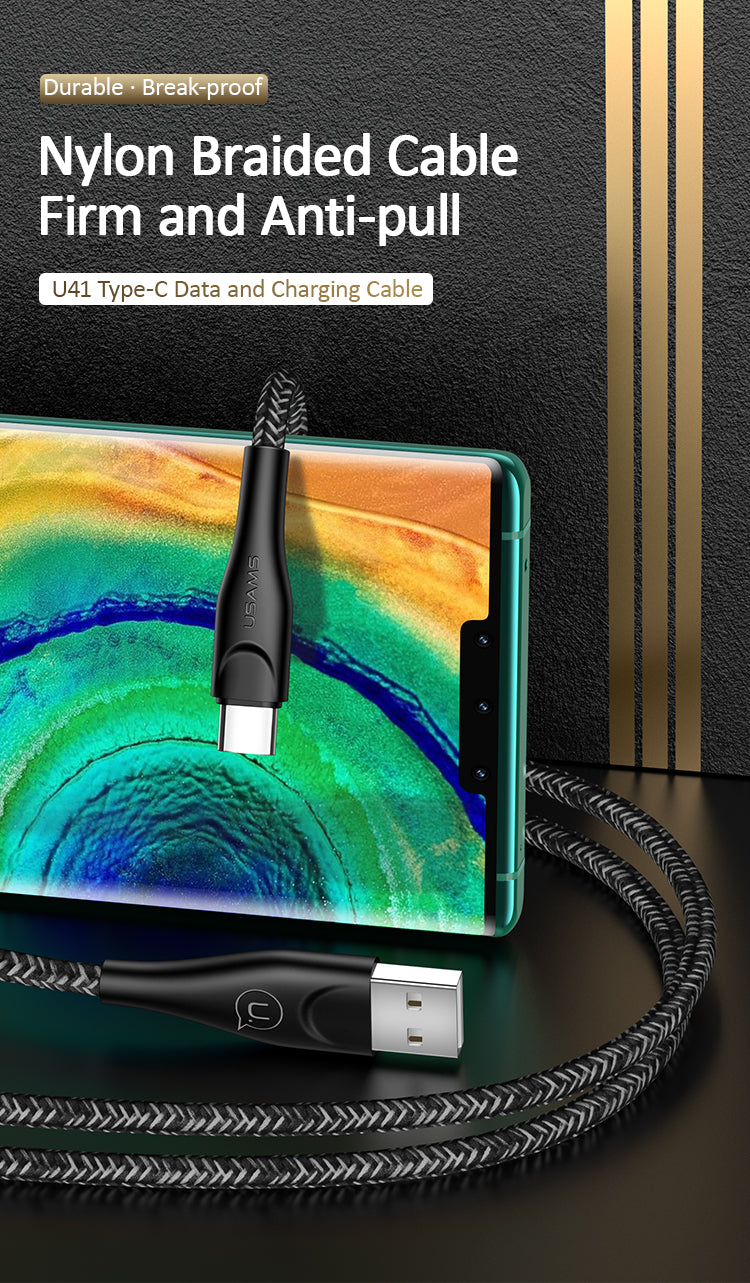 Usams US-SJ398 U41 Type-C Braided Data and Charging Cable 3m