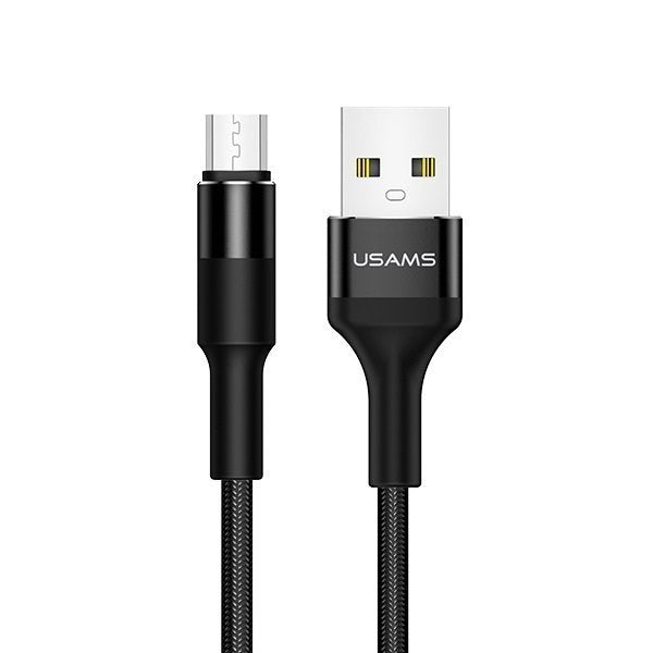 USAMS Braided Aluminum USB To Micro USB Data Charger Cable Cord For Android Samsung (1m, Black)