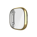 Shockproof Tempered Glass Cover TPU Case For Fitbit Versa (Gold)