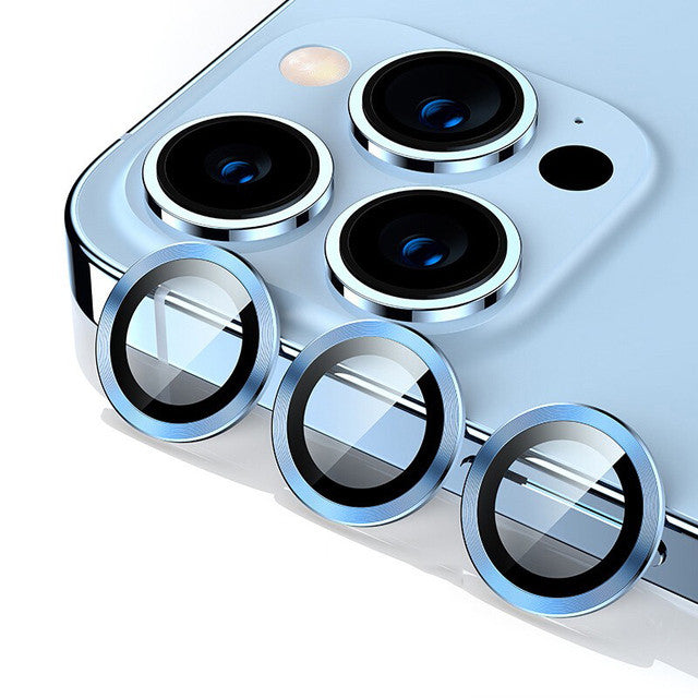 iPhone 13 Pro Max Metal Ring Tempered Glass Camera Lens Protector (Rose Gold)