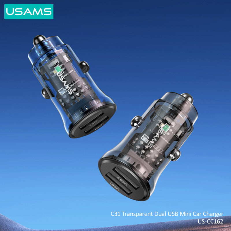 USAMS Fast Car Charger USB Quick Charger 2 Port Qualcomm QC3.0 Lighter Socket AU (Blue)