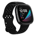Sport Dot Band Silicone Replacement Wristbands Breathable Waterproof Watch Strap with Air Holes For Fitbit Versa 3 (Small, Black)