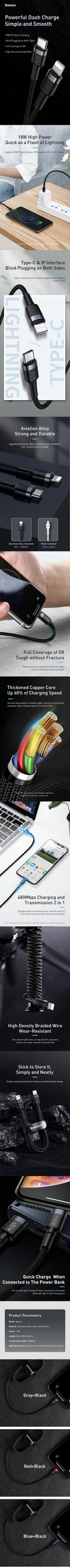 Baseus Cafule Type-C to Lightning Cable