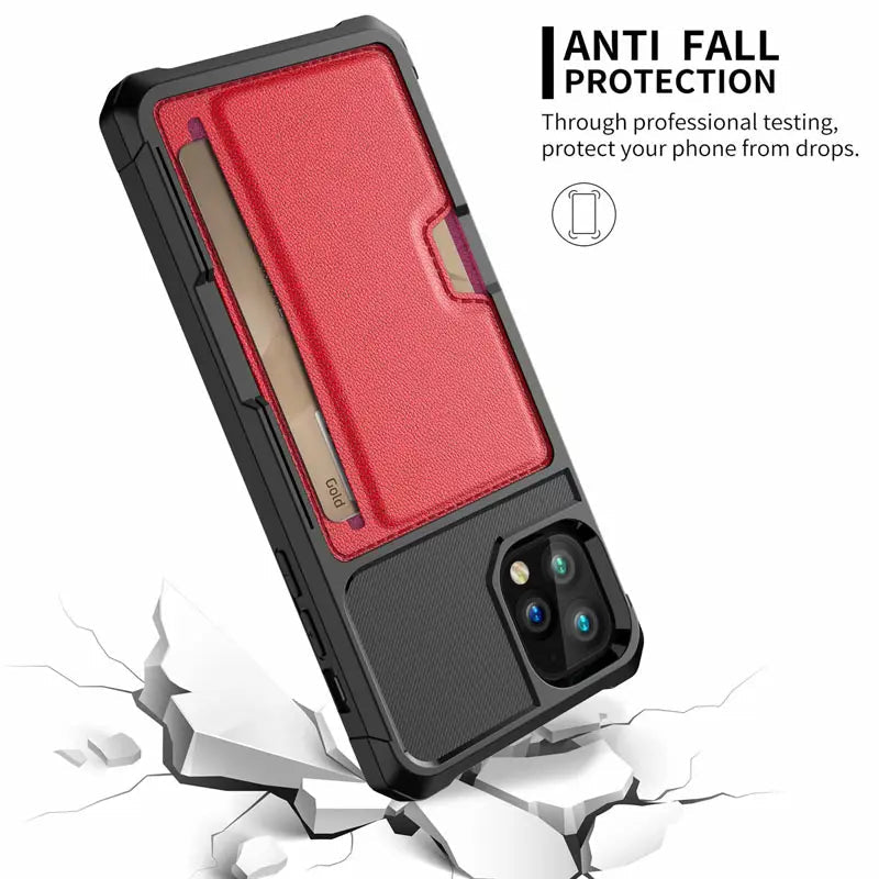 Slide Armor Wallet Case Card Slot Holder Cover For iPhone XS Max