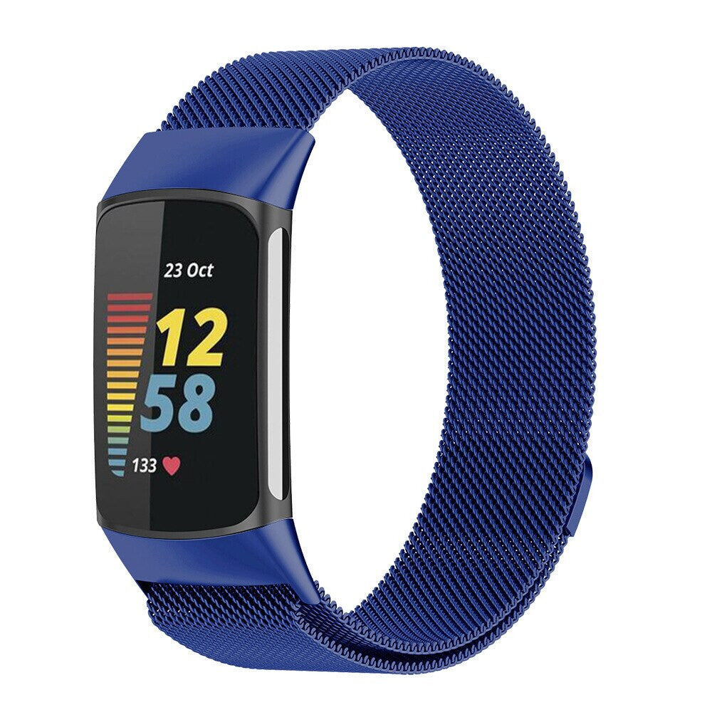 For Fitbit Charge 3 / 4 Milanese Wrist Band Straps Replacement Metal Magnetic Clasp (Blue)