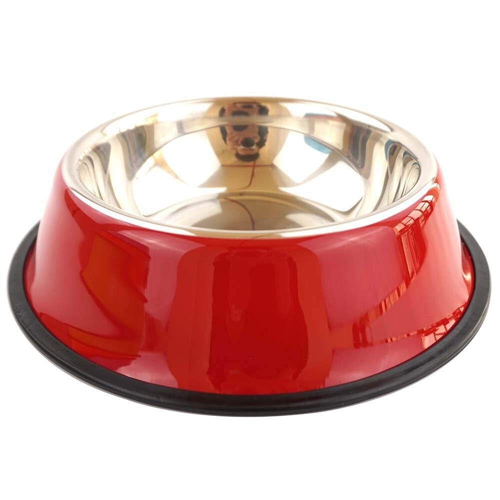 Stainless Steel Portable Pet Feeding Food Bowl Water Feeder For Cat Puppy Dog (Red)