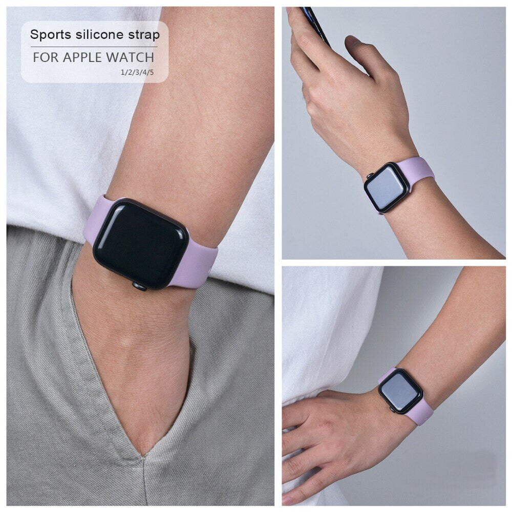 Apple Watch iWatch Silicone Band Strap Series 9/8/7/6/5/4/3/2/1 38/40/41mm (Lilac, Small)