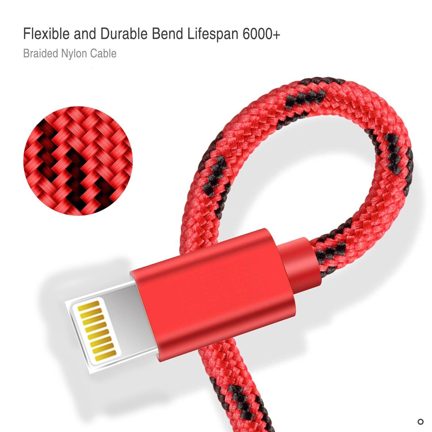 USB To Lightning Charging Cable Braided Nylon Data Cord For iPhone iPad Airpods (Pink)
