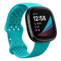 Sport Dot Band Silicone Replacement Wristbands Breathable Waterproof Watch Strap with Air Holes For Fitbit Versa 3 (Small, Teal)