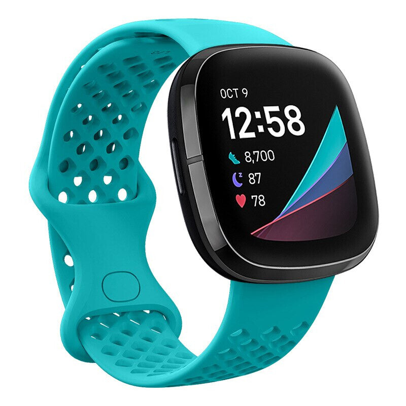 Sport Dot Band Silicone Replacement Wristbands Breathable Waterproof Watch Strap with Air Holes For Fitbit Versa 3 (Small, Rose Gold)
