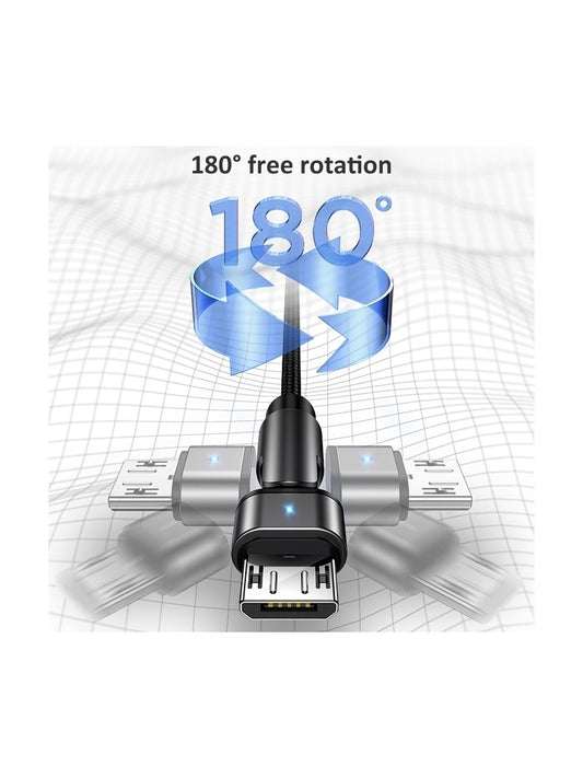 USAMS Rotatable Braided USB To Micro USB Charger Charging Cable Data Cord Android Samsung (1.2m, Black)