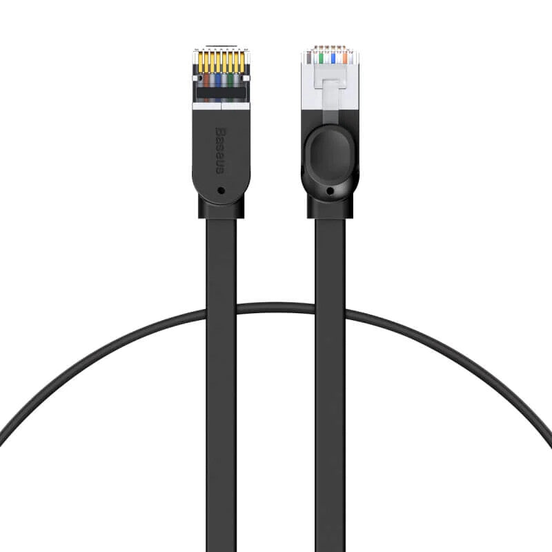 Baseus Cat 6 Ethernet Cable Flat High Speed Internet & Network Cable, RJ45 Connectors,Professional LAN Cable Shielded For Modem Router PC Computer Office (8m, Black)