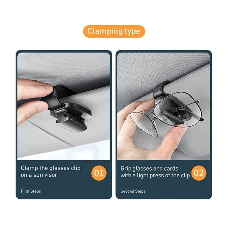 Baseus Car Vehicle Accessory Sun Visor Glasses Eye Card Pen Holder Clip Clamp (Black)