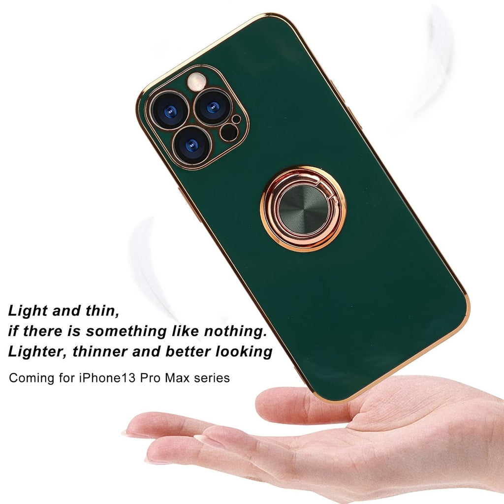 iPhone 11 Marble Case With Golden Circle Magnetic Ring Mint green
