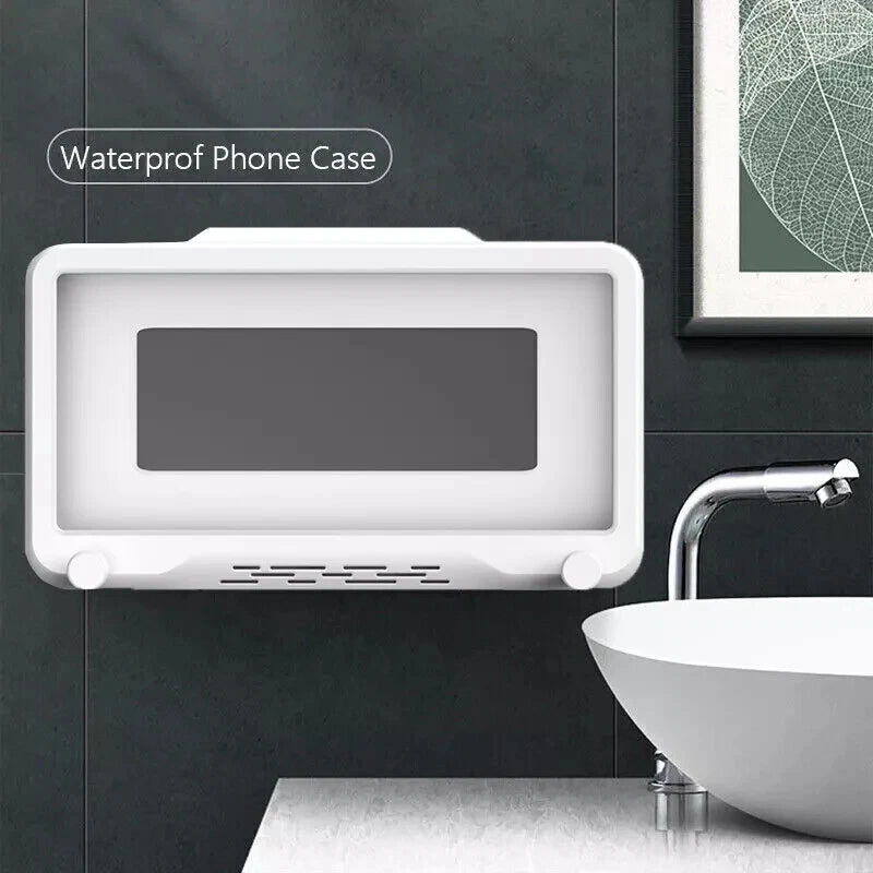 Universal Waterproof Phone Case Bathroom Shower Phone Holder Wall Mounted AU (Grey)