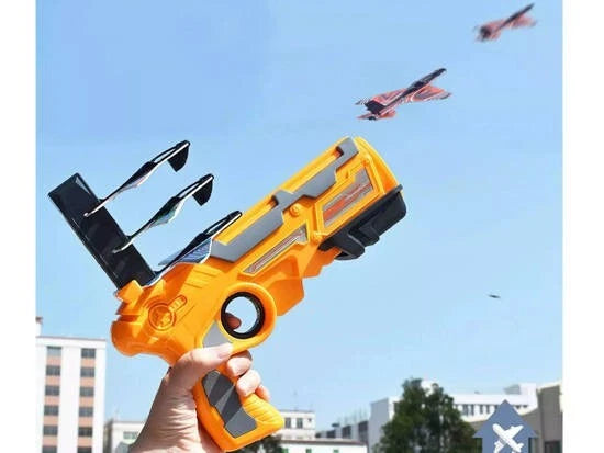 Airplane Launcher Toy Catapult Aircraft Plane Gun Outside Water Gun Toys (Orange)