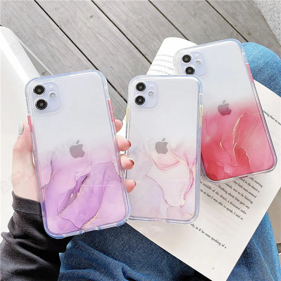 Marble Shockproof Clear Case Glitter Bling Cover for iPhone 12 Pro Max