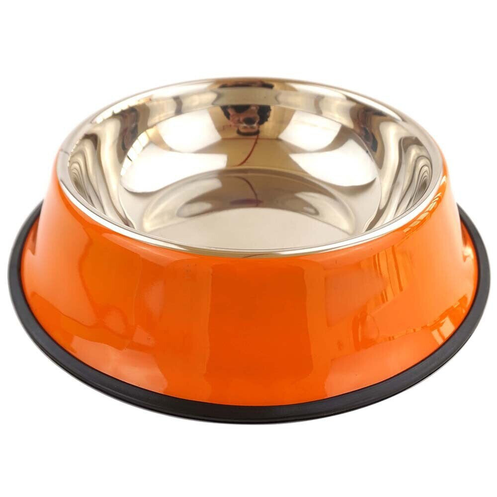 Stainless Steel Portable Pet Feeding Food Bowl Water Feeder For Cat Puppy Dog (Orange)