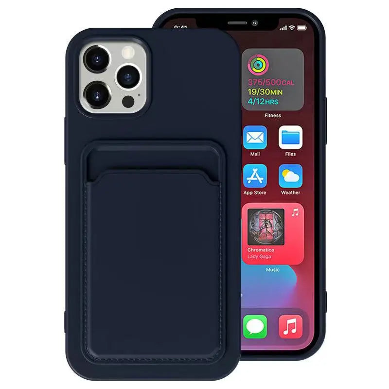 Case Silicone Wallet Card Holder Cover for iPhone 13 Mini