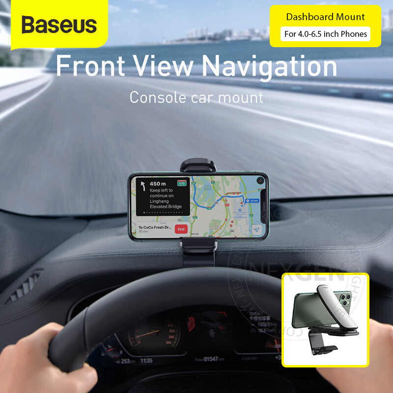 Baseus Car Phone Holder Big Mouth Pro Series Dashboard Mount For Navigation Maps Handsfree (Black)