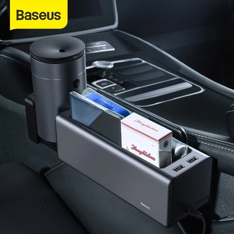 Baseus Car Seat Gap Filler Organizer USB Splitter Storage Box Cup Phone Holder