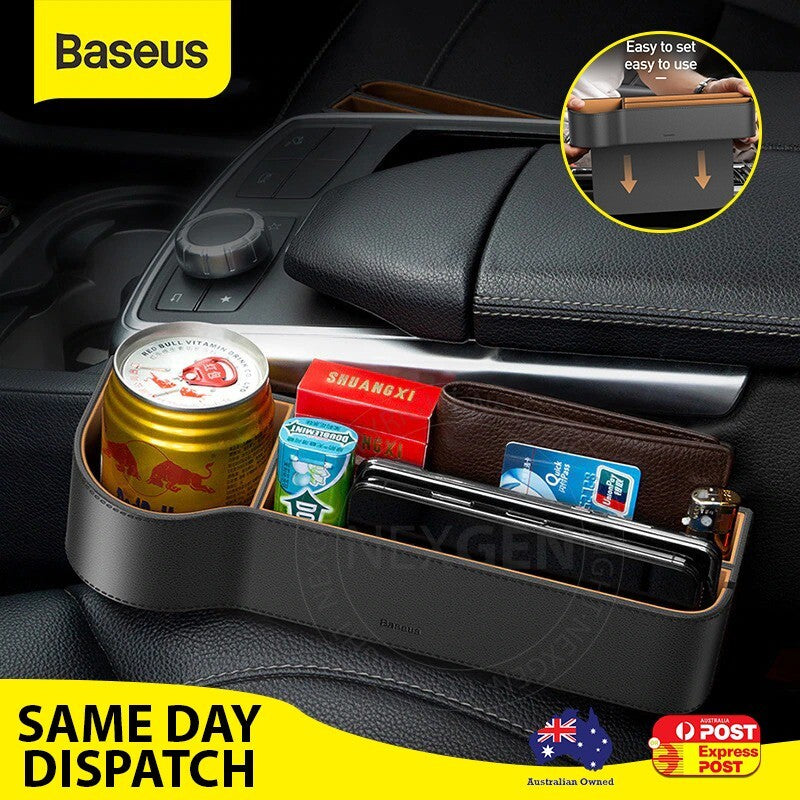 Baseus Universal Leather Car Organiser Auto Seat Gap Storage Box For Pocket Organizer Wallet Cigarette Keys Phone Holders
