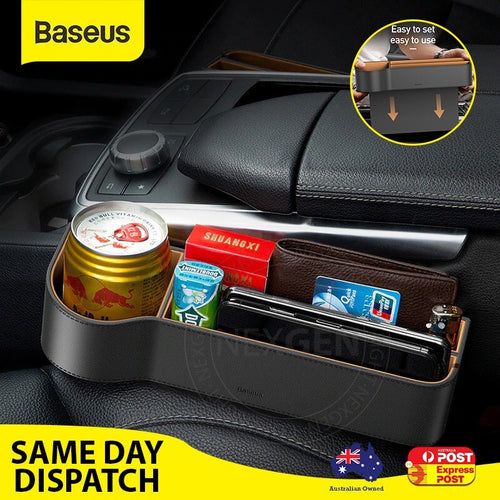 Baseus Universal Leather Car Organiser Auto Seat Gap Storage Box For Pocket Organizer Wallet Cigarette Keys Phone Holders