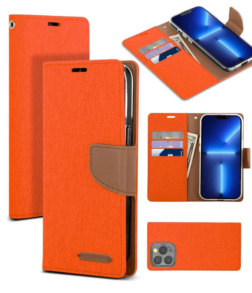 iPhone 13 Mini Denim Wallet Case Cover Card Holder Blue