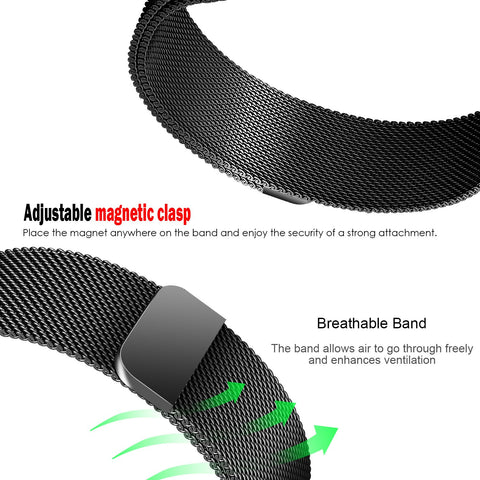 Magnetic Milanese Replacement Strap Metal Band For Fitbit Versa 1 2