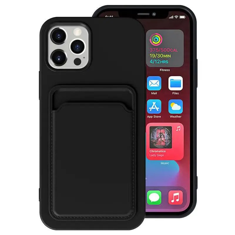 Case Silicone Wallet Card Holder Cover for iPhone 13 Pro