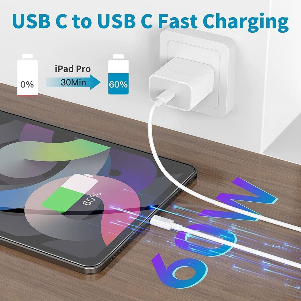 USB Type C To USB-C Cable Charge PD Quick Charging Data Fast Charger Samsung (1m, White)