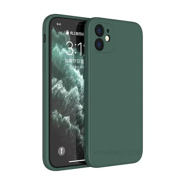 iPhone 14 Pro Max Silicone Case With Lens Protector Midnight Green