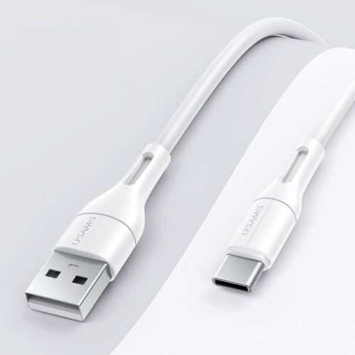 USAMS USB To Type-C Fast Charging Cable Data Cord For Samsung S24 S23 S22 S21 Ultra Plus iPhone 16 15 Pro Max iPad Pro 13 11 inch (1m, White)