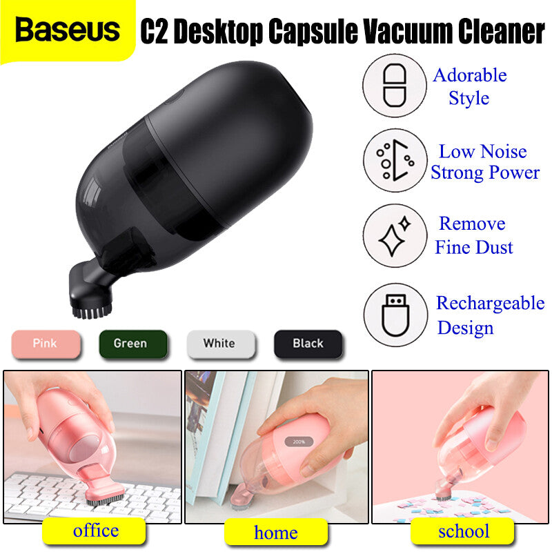 Baseus Mini Car Vacuum Cleaner 1,000pa Cordless Strong Desktop Capsule Suction Portable Wireless C2 Series (White)