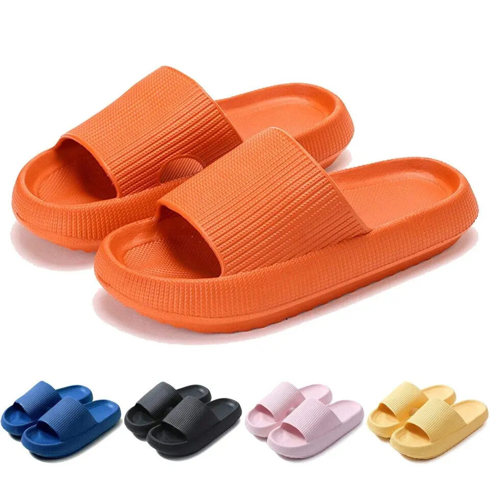 Pillow Slides Sandals Non-Slip Ultra Soft Slippers Cloud Shower EVA Home Shoes (Orange)