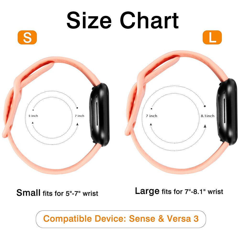 Sport Dot Band Silicone Replacement Wristbands Breathable Waterproof Watch Strap with Air Holes For Fitbit Versa 3 (Small, Black)