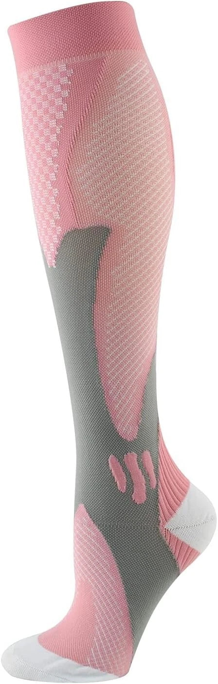 Winter Socks Work Sport Running Mid Calf Odor Resistant Cushion 3 Pairs Unisex (S, Black/Pink)