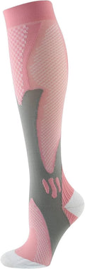 Winter Socks Work Sport Running Mid Calf Odor Resistant Cushion 3 Pairs Unisex (L, Black/Pink)