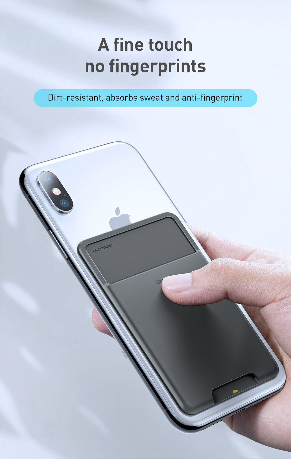 Baseus Universal Adhesive Pocket Stick Wallet Card Holder Pouch Case For iPhone Samsung