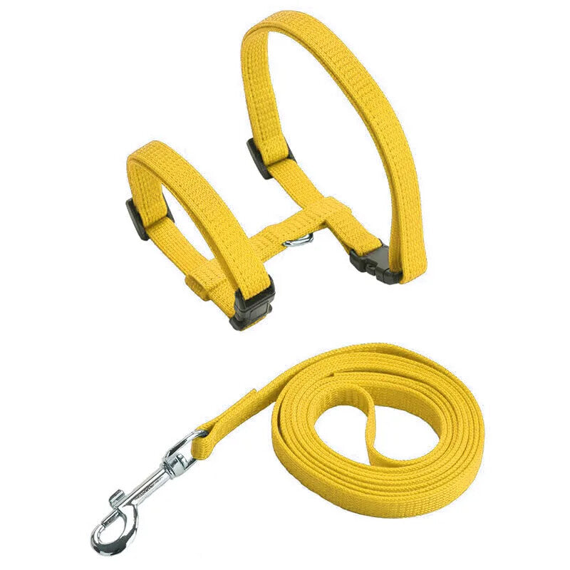 Cat Harness Collar Leash For Pet Cat Outdoor Walking (Yellow)