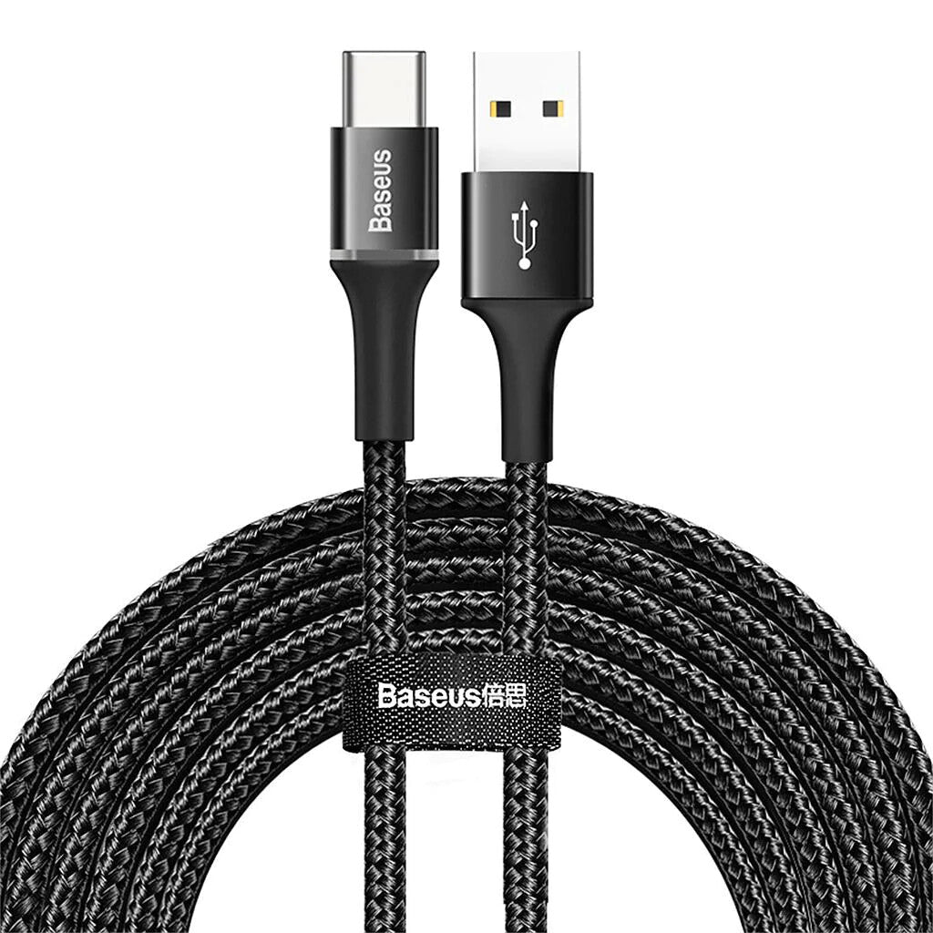 Baseus USB To Type C 3A LED Braided Charging Charger Data Cord Cable For Samsung iPad