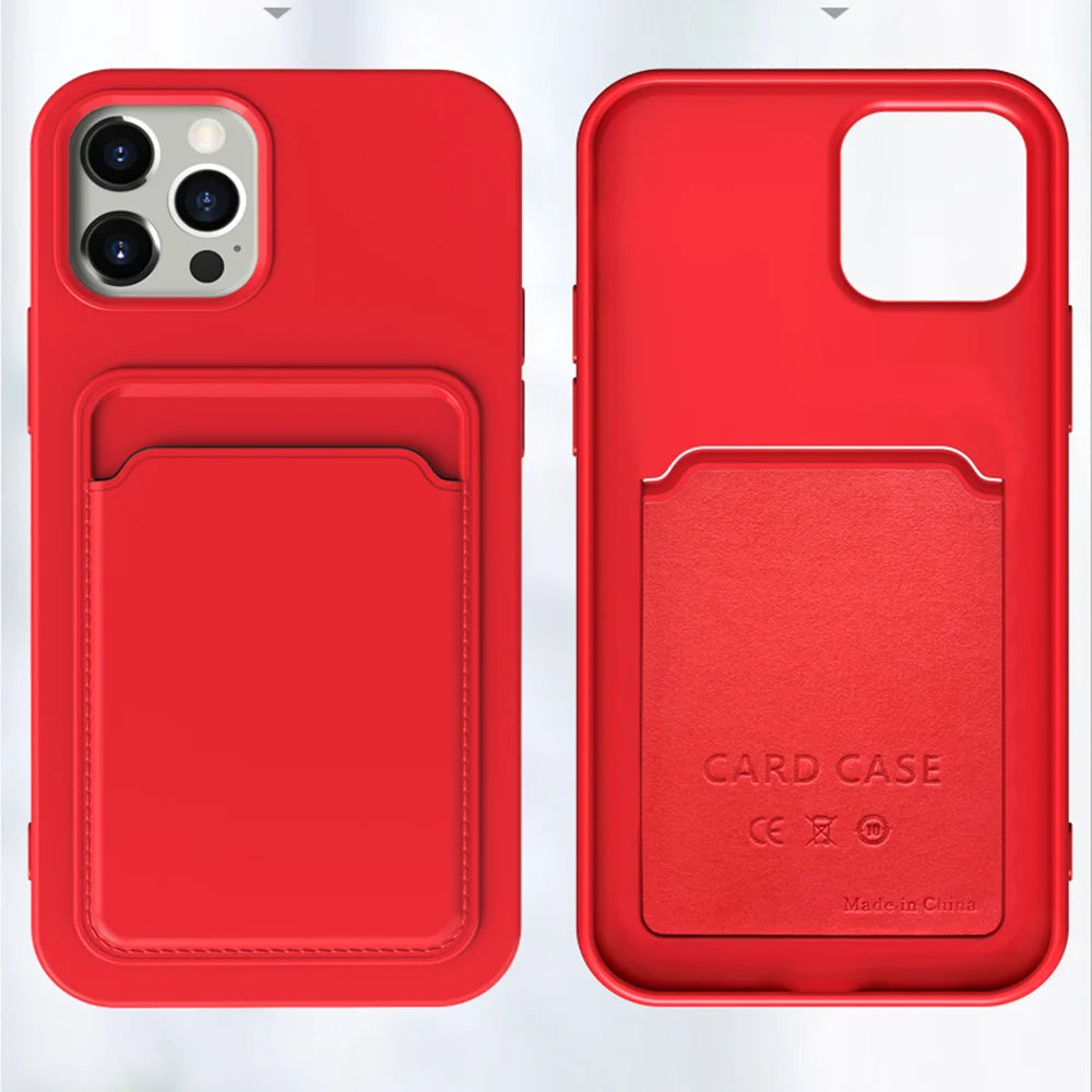 Case Silicone Wallet Card Holder Cover for iPhone 13