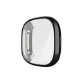 Shockproof Tempered Glass Cover TPU Case For Fitbit Versa (Black)