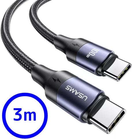 USAMS 100W PD USB-C To Type-C Fast Charging Cable Data Cord For Samsung iPad