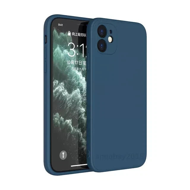 iPhone 14 Silicone Case With Lens Protector Midnight Blue