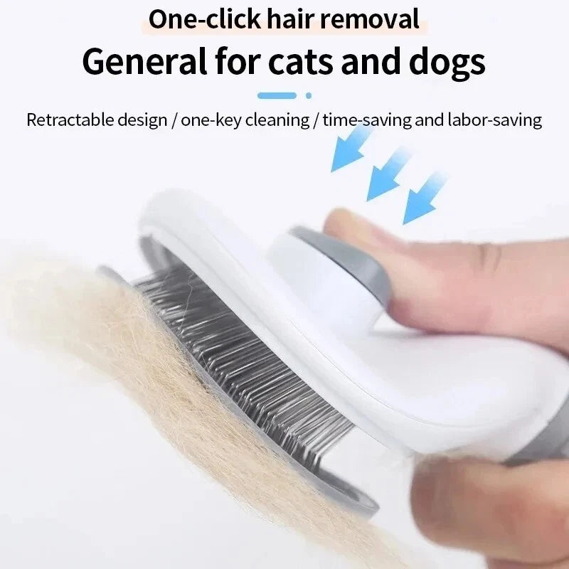 Grooming Brush For Dog Cat Deshedding Tool Rake Comb Fur Remover Reduce Pet Hair (Pink)