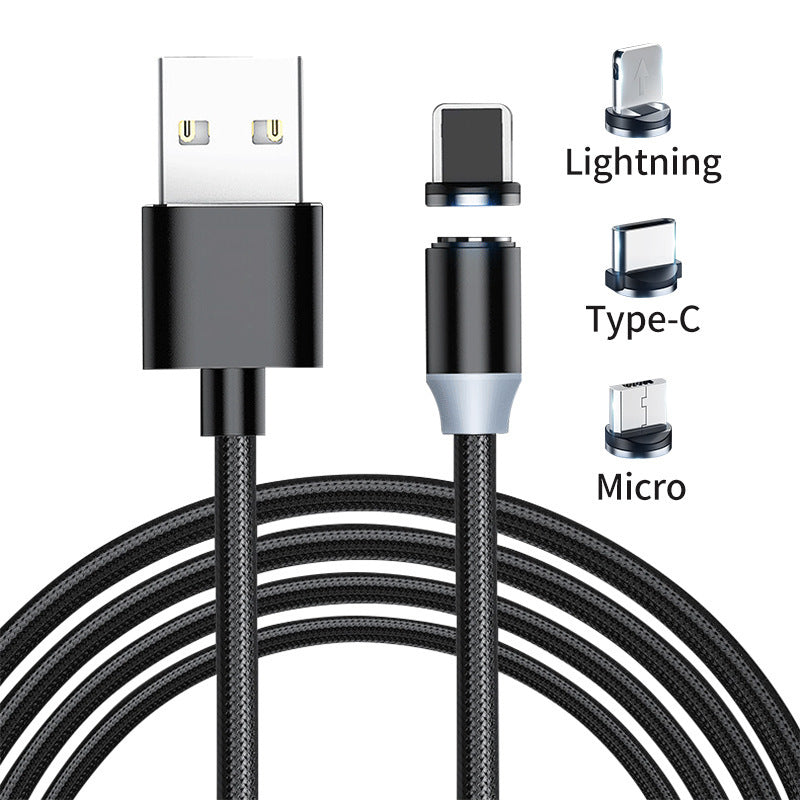 360 Degree Magnetic USB Micro USB LED Charging Cable For iPhone Samsung