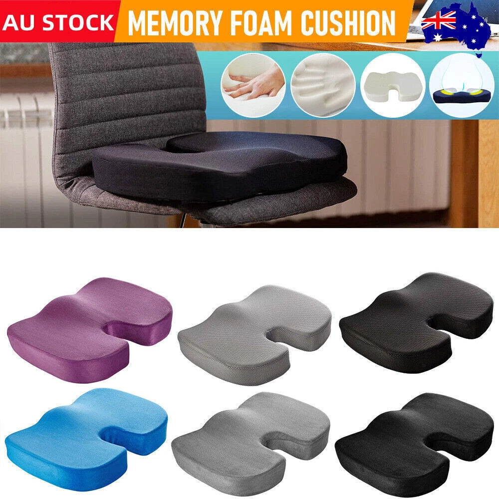 Orthopedic Memory Foam Seat Cushion Lumbar Back Pillow Pain Relief Car (Pink)