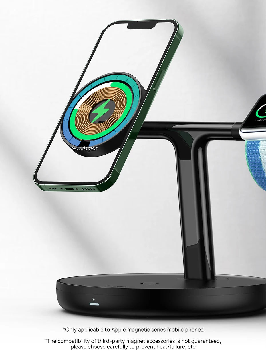 Baseus Swan 3 in 1 Magnetic Wireless Charger Stand 20W for iPhone 15/14/13 Pro Max Apple Watch 6 SE Airpods Pro 2 3 Charger Holder