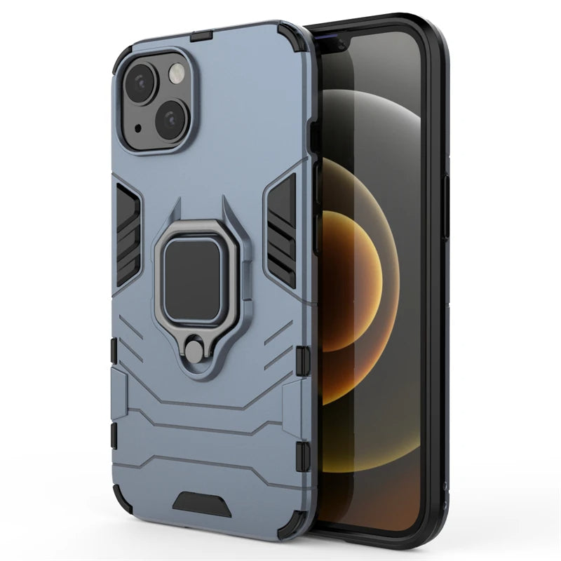 Shockproof 360 Ring Case Stand For iPhone (Blue)